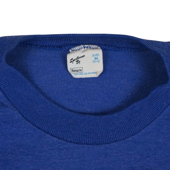 Vtg Sears Sportswear Football Jersey Youth M 10-12 Blue 70s 50/50 Retro Tee - Picture 5 of 10